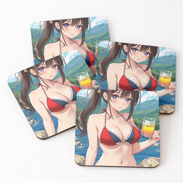 Item preview, Anime Girl in Bikini Holding Glass. designed and sold by kenvel.