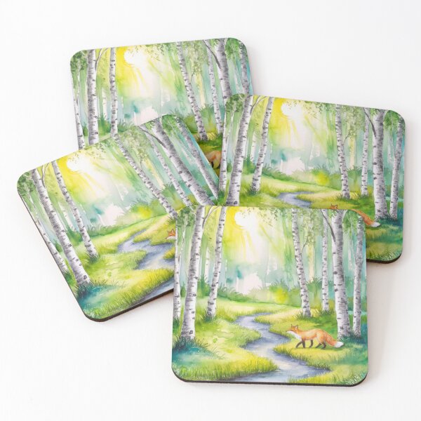 Item preview, The Birches, Watercolor colorful forest birch trees, quiet place, peace and serenity designed and sold by Porcupine Tees ⭐⭐⭐⭐⭐.