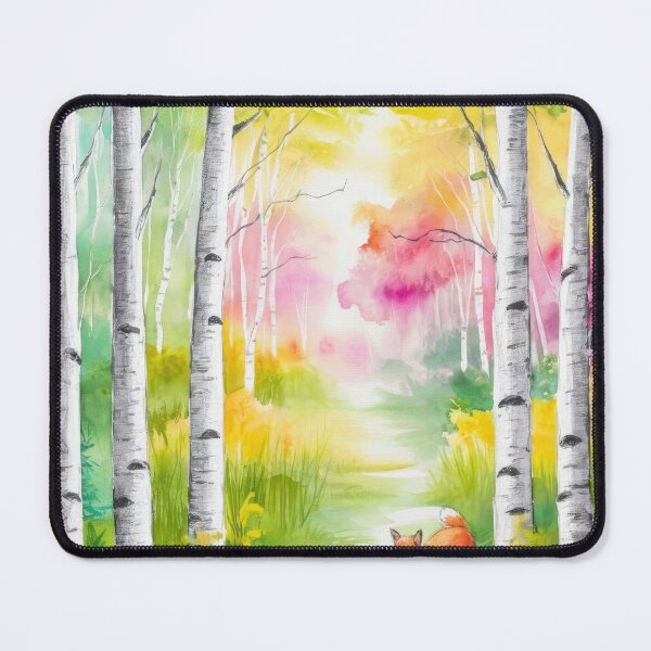 Item preview, The Birches, Watercolor colorful forest birch trees, quiet place, peace and serenity designed and sold by Porcupine Tees ⭐⭐⭐⭐⭐.