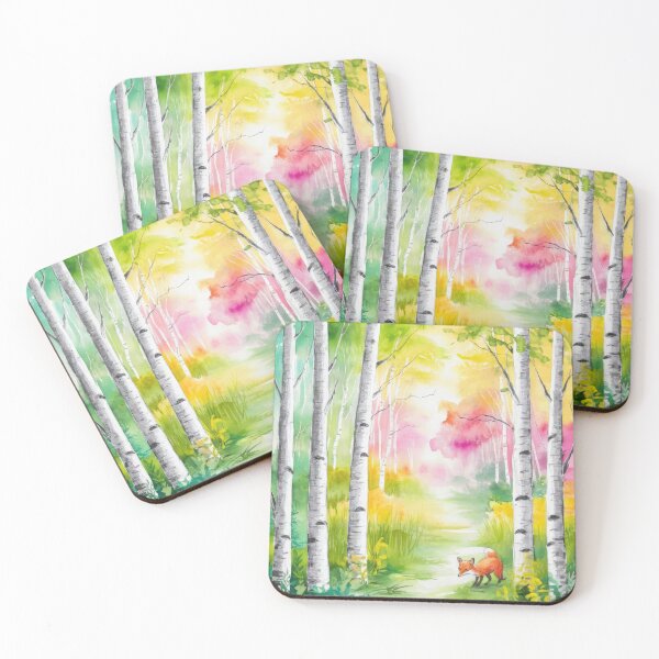 Item preview, The Birches, Watercolor colorful forest birch trees, quiet place, peace and serenity designed and sold by Porcupine Tees ⭐⭐⭐⭐⭐.