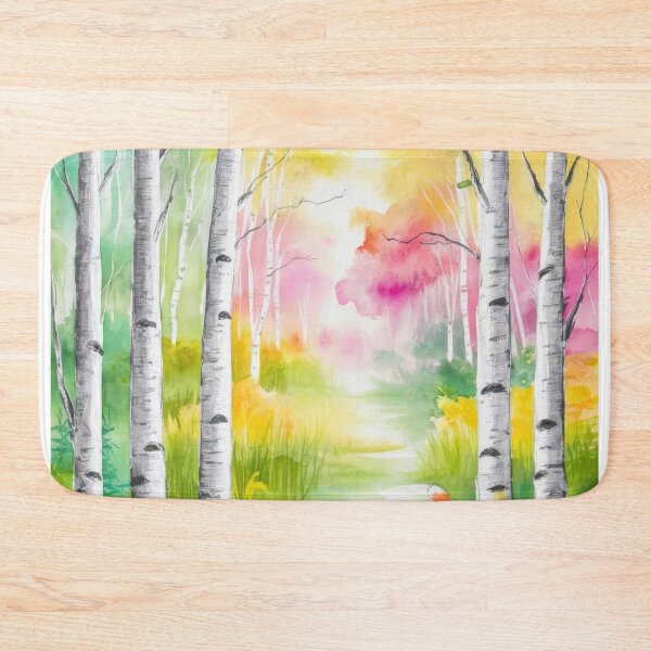 Item preview, The Birches, Watercolor colorful forest birch trees, quiet place, peace and serenity designed and sold by Porcupine Tees ⭐⭐⭐⭐⭐.