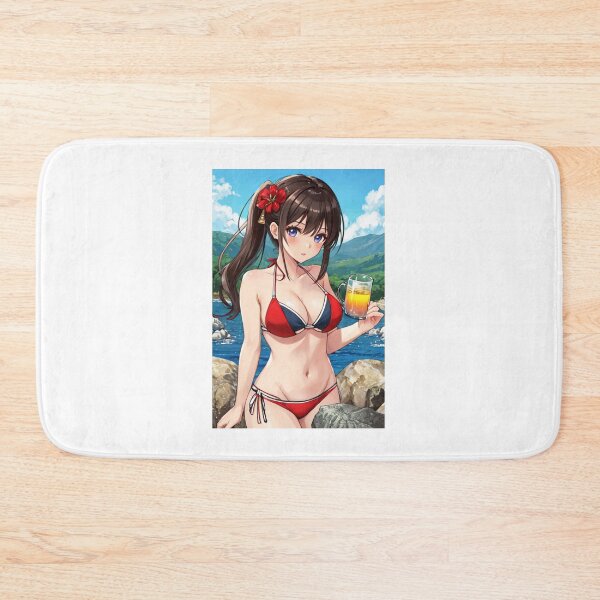 Item preview, Anime Girl in Bikini Holding Glass. designed and sold by kenvel.