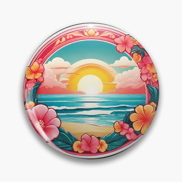Item preview, Bubblegum Sun over Hawaii Beach with Flowers designed and sold by NautiChic.