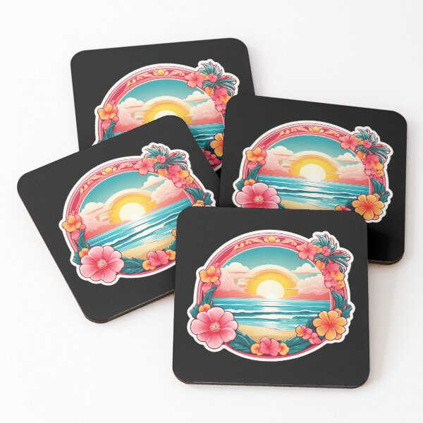 Item preview, Bubblegum Sun over Hawaii Beach with Flowers designed and sold by NautiChic.