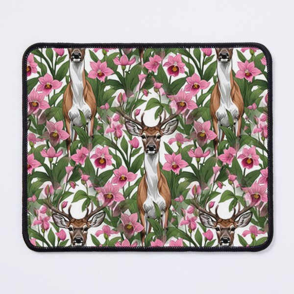 Item preview, New Hampshire White Tailed Deer And Pink Ladys Slipper Pattern designed and sold by taiche.