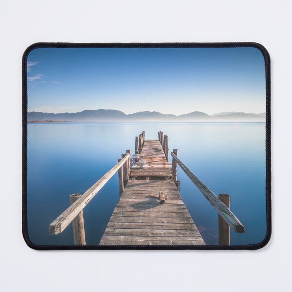Item preview, Wooden jetty on the lake at sunrise. Torre del Lago Puccini, Italy designed and sold by Stefano Orazzini.