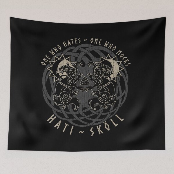 Item preview, Hati & Skoll, Norse Mythology Wolves, Viking Proverb, Sagas,  designed and sold by Proverbial Wisdom Design.
