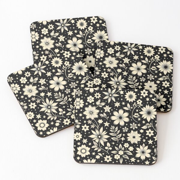 Item preview, Black and Beige Floral Pattern designed and sold by GraphicsClub.