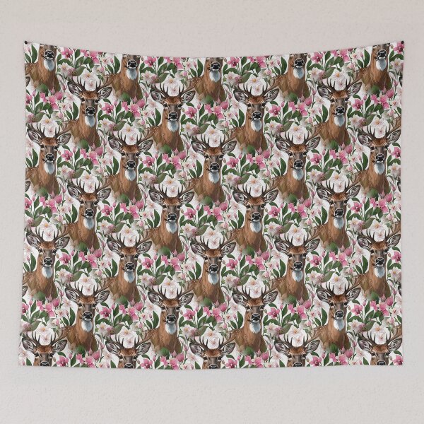 Item preview, New Hampshire White Tailed Deer And Pink Ladys Slipper Pattern 2 designed and sold by taiche.