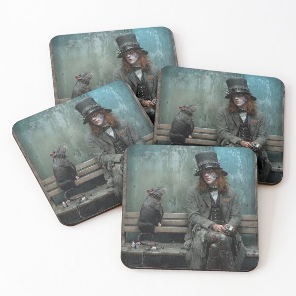 Item preview, Victorian man sitting on a park bench with his pet rat designed and sold by KALEIDOSCOPE UK.