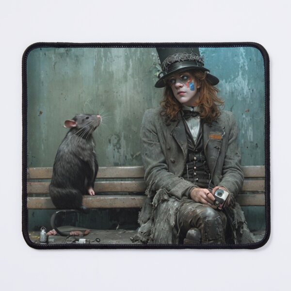 Item preview, Victorian man sitting on a park bench with his pet rat designed and sold by KALEIDOSCOPE UK.