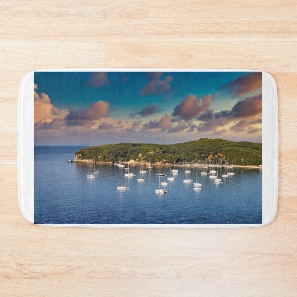 Item preview, Sunset sky over yachts and sailboats Valtos beach in Parga Greece designed and sold by goceris.