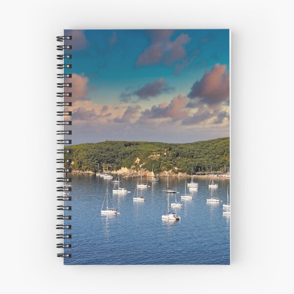 Item preview, Sunset sky over yachts and sailboats Valtos beach in Parga Greece designed and sold by goceris.