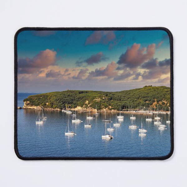 Item preview, Sunset sky over yachts and sailboats Valtos beach in Parga Greece designed and sold by goceris.