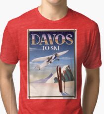 Davos Switzerland ski poster Tri-blend T-Shirt