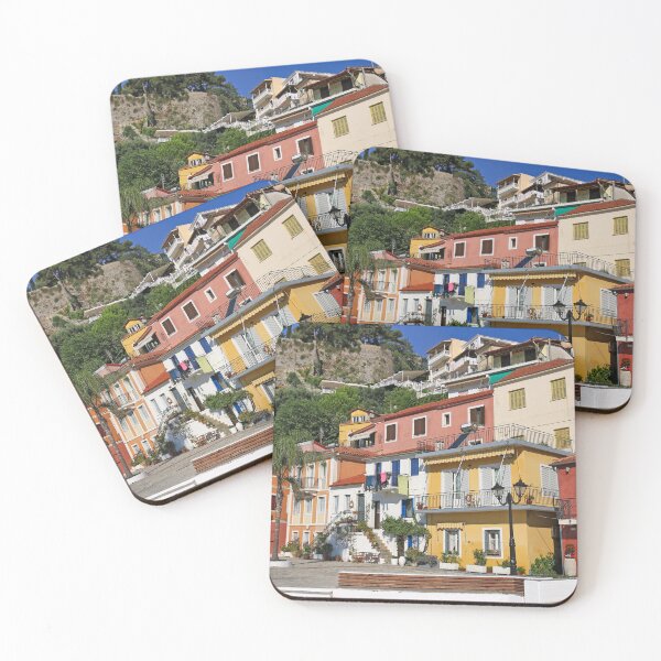 Item preview, Street with old colorful buildings in Parga Greece designed and sold by goceris.