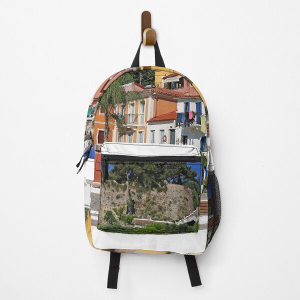 Item preview, Street with old colorful buildings in Parga Greece designed and sold by goceris.