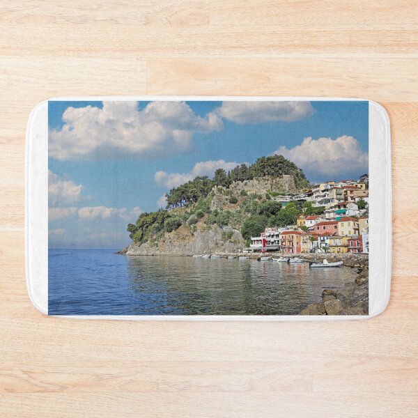 Item preview, Old colorful buildings and castle in Parga Greece designed and sold by goceris.