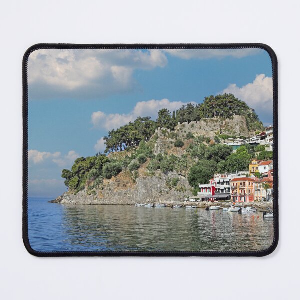 Item preview, Old colorful buildings and castle in Parga Greece designed and sold by goceris.