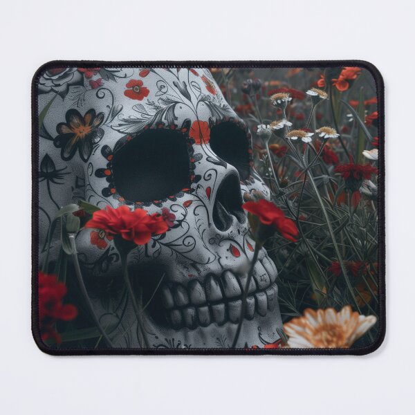 Item preview, Realistic Calavera Skull in a Field of Flowers designed and sold by SpoonToonCnt.