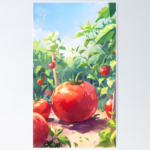 Item preview, Kawaii painted Tomatoes in a field field design 2/4 designed and sold by WildHeartWhimsy.