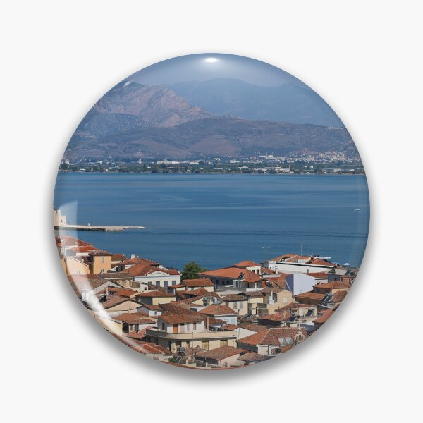 Item preview, Old town Nafplio and Bourtzi Venetian water fortress cityscapes designed and sold by goceris.