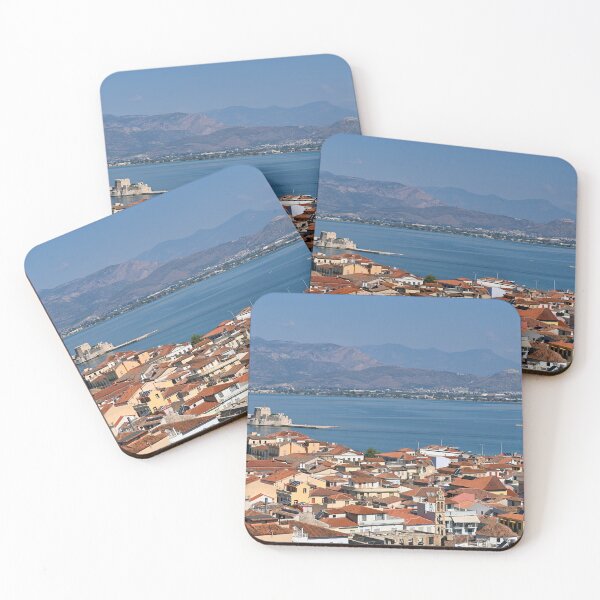 Item preview, Old town Nafplio and Bourtzi Venetian water fortress cityscapes designed and sold by goceris.