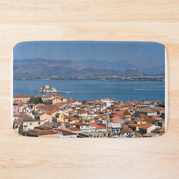 Item preview, Old town Nafplio and Bourtzi Venetian water fortress cityscapes designed and sold by goceris.