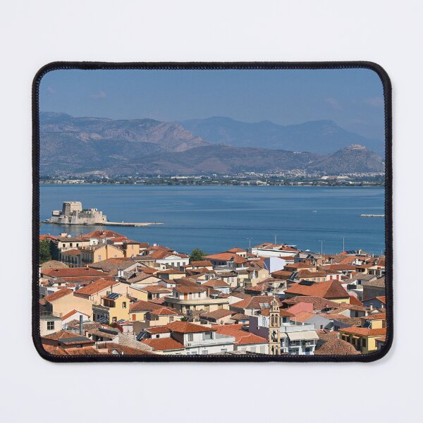 Item preview, Old town Nafplio and Bourtzi Venetian water fortress cityscapes designed and sold by goceris.