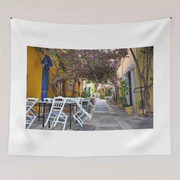 Item preview, Morning in the narrow streets of Nafplion town with Bougainvillea flowers designed and sold by goceris.