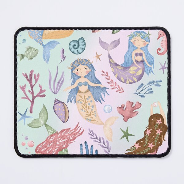 Item preview, Enchanting mermaids ocean print designed and sold by pinkyfish1010.