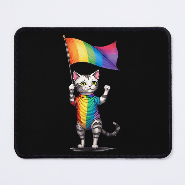 Item preview, pride cat with flag  designed and sold by Kamoufleur.
