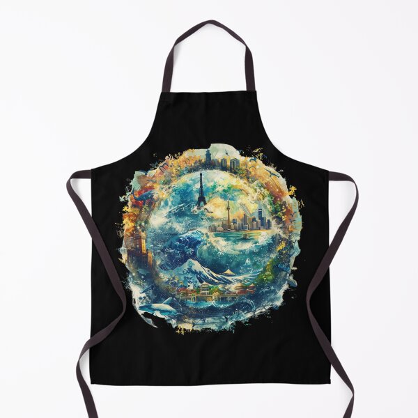 Item preview, Iconic World Landmarks Encircled by Ocean Waves designed and sold by palmyst.