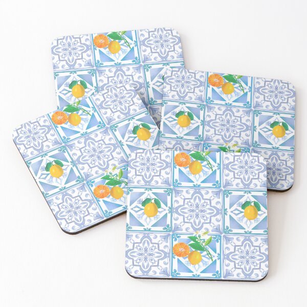 Item preview, Blue, mosaic tiles,lemon,citrus,Mediterranean tiles  designed and sold by MariaMarinova.
