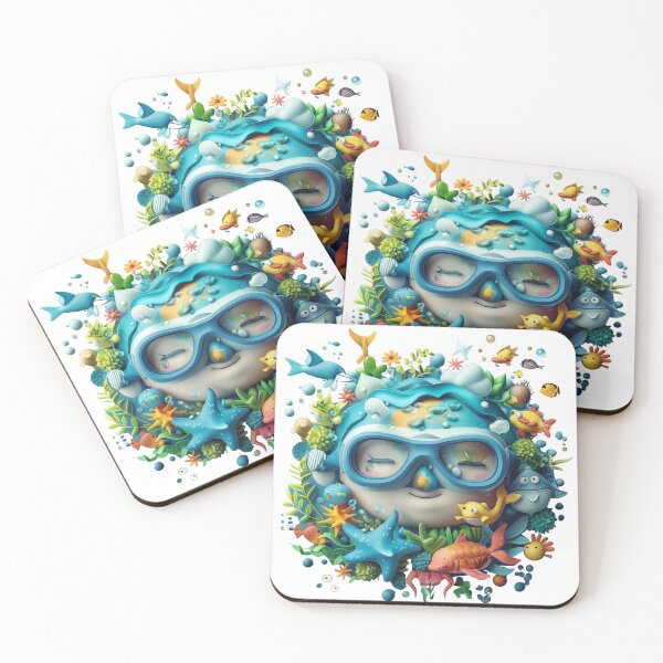 Item preview, Happy Diver Surrounded by Marine Friends designed and sold by palmyst.