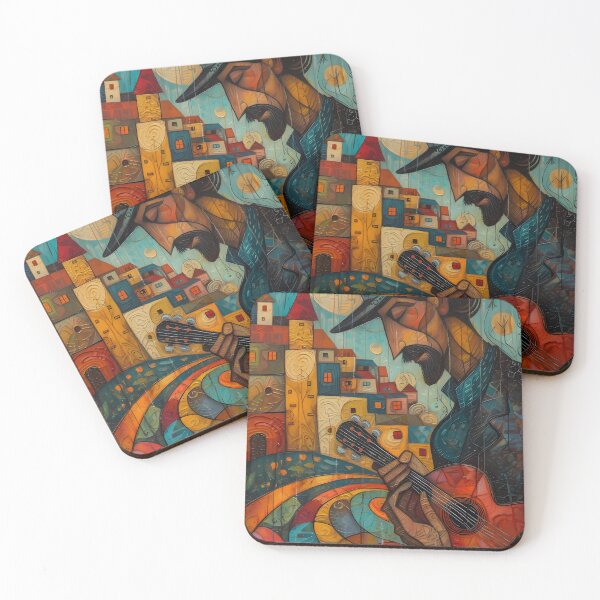 Item preview, Colorful painting of a guitarist designed and sold by Artessie.