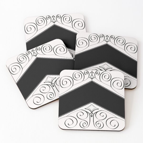 Item preview, Black Lacy Chevrons on Soft White with Scrolling  designed and sold by JaygiesDesign.