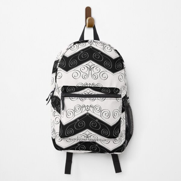 Item preview, Black Lacy Chevrons on Soft White with Monochrome Scrolls designed and sold by JaygiesDesign.