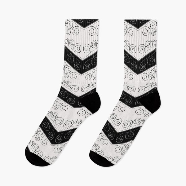 Item preview, Black Lacy Chevrons on Soft White with Monochrome Scrolls  designed and sold by JaygiesDesign.