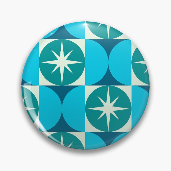 Item preview,  Mid Century Starbursts on Teal Circles and Blue Half Circles  designed and sold by Yasminepatterns .