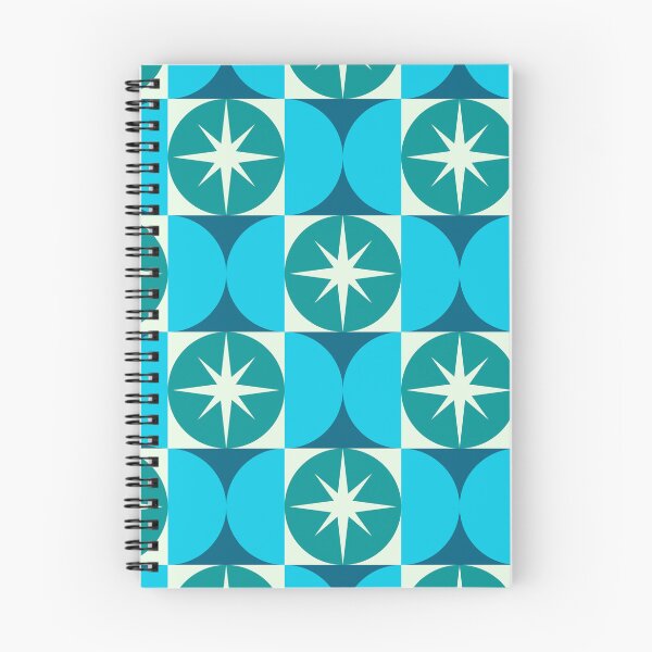 Item preview,  Mid Century Starbursts on Teal Circles and Blue Half Circles  designed and sold by Yasminepatterns .