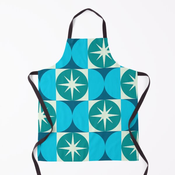 Item preview,  Mid Century Starbursts on Teal Circles and Blue Half Circles  designed and sold by Yasminepatterns .