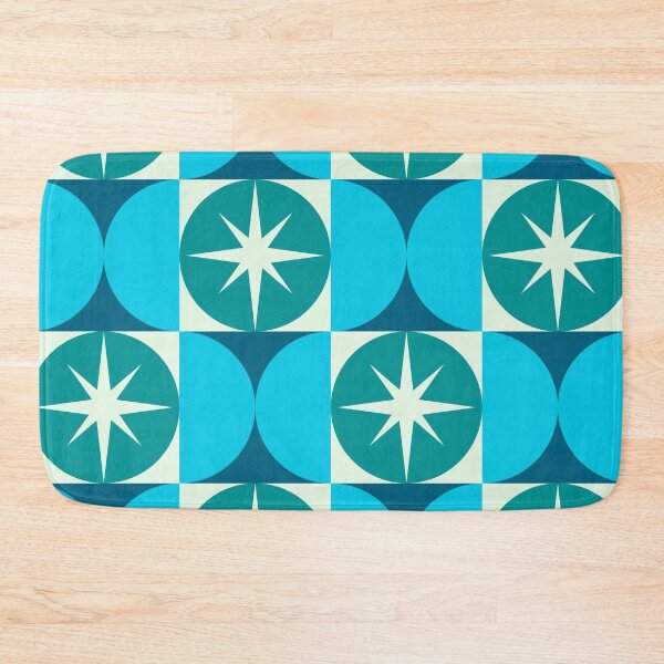 Item preview,  Mid Century Starbursts on Teal Circles and Blue Half Circles  designed and sold by Yasminepatterns .