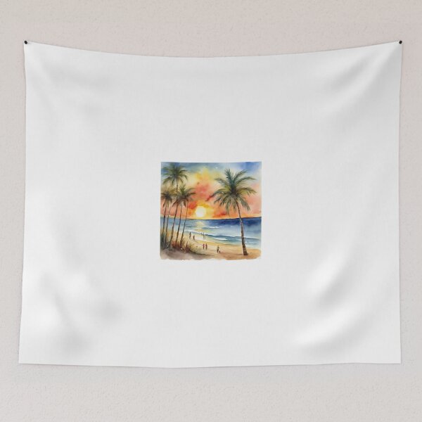 Item preview, Beach with palm trees designed and sold by ZeusGallery.