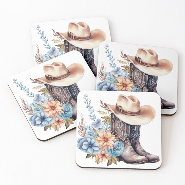 Item preview, "Cute Cowboy Boots and Hat with Floral Design: Western Charm" designed and sold by Bohospiritart.