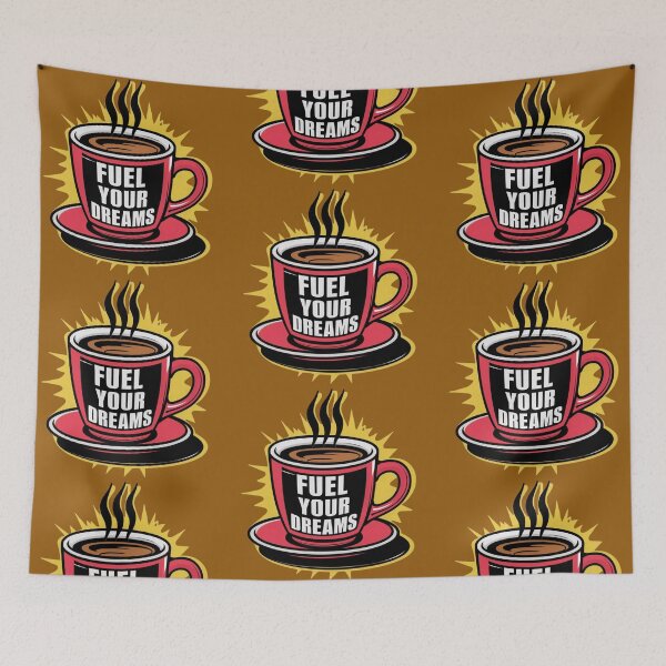 Item preview, "Fuel Your Dreams - Inspirational Steaming Coffee Cup Design, birthday gift, mom gift, dad gift, motivational gift, digital artwork, unique gift ideas designed and sold by ATSCreationsZA.