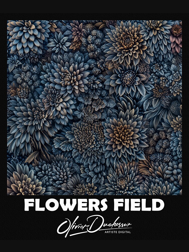 Aperçu 3 sur 3. T-shirt baseball manches ¾ avec l'œuvre Flowers field 48 créée et vendue par oduchossoir.