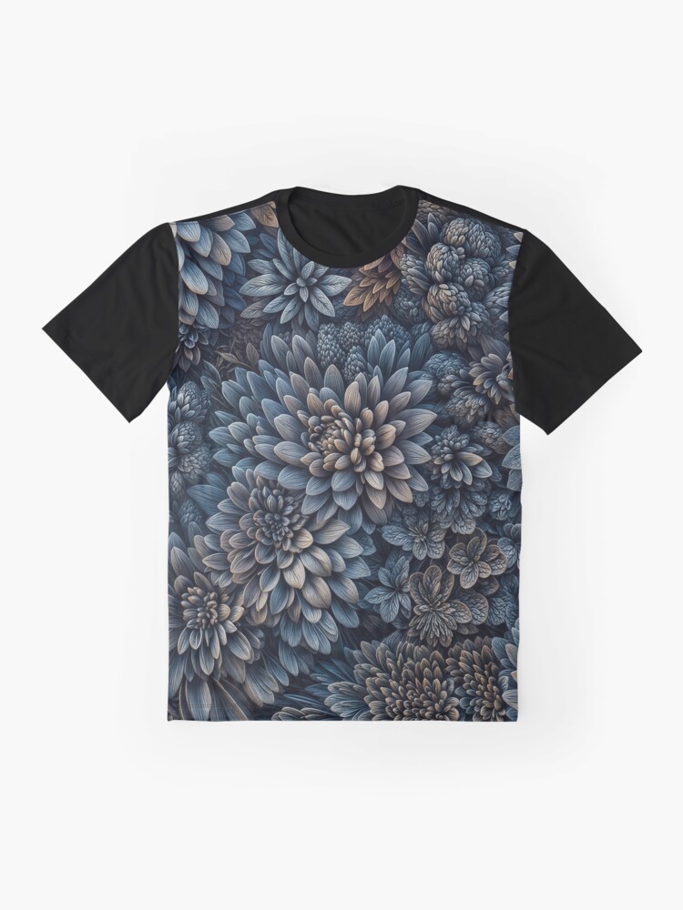 Aperçu 4 sur 5. T-shirt graphique avec l'œuvre Flowers field 48 créée et vendue par oduchossoir.
