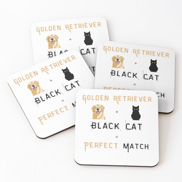 Item preview, Golden Retriever and Black cat is The Perfect Match  Funny Cool quotes for Dog amd Cat lovers  designed and sold by VIP-Closet.