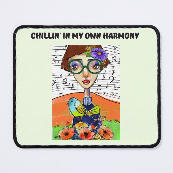 Item preview, Whimsical Girl with Bird, Flowers and Music Illustration designed and sold by adriaquart.